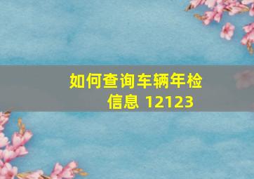 如何查询车辆年检信息 12123